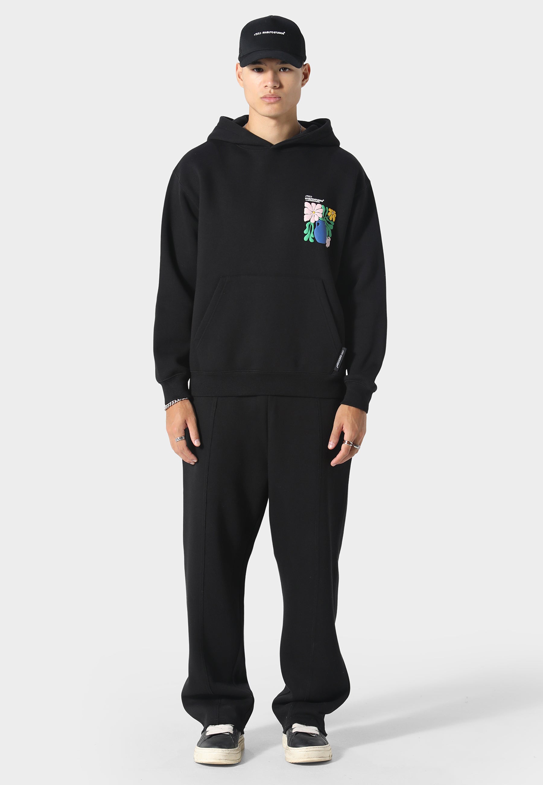 Hikari Bloom Black Hoodie
