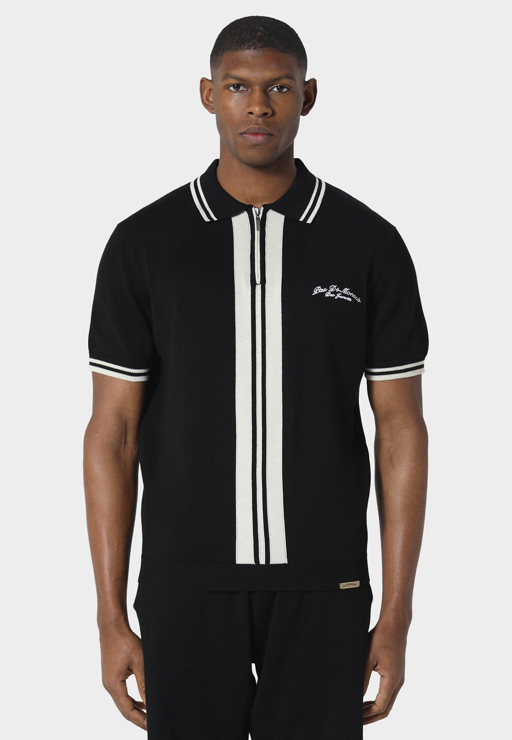 Embleme Black Knitted Polo