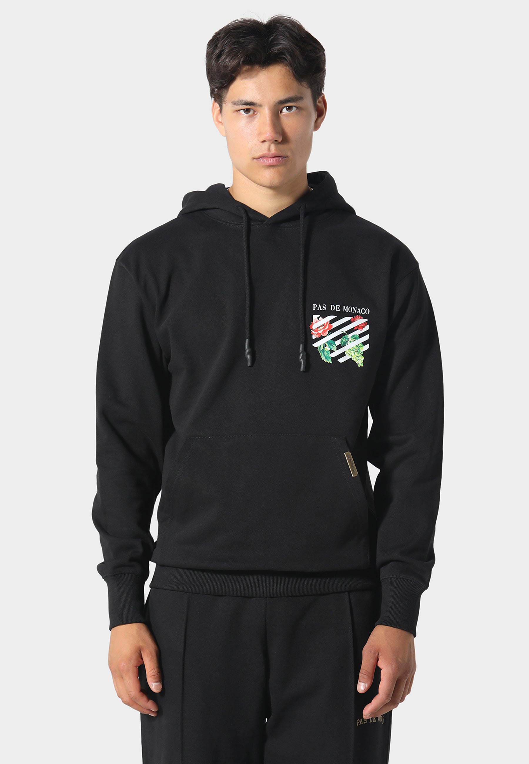 Floral Line Black Hoodie