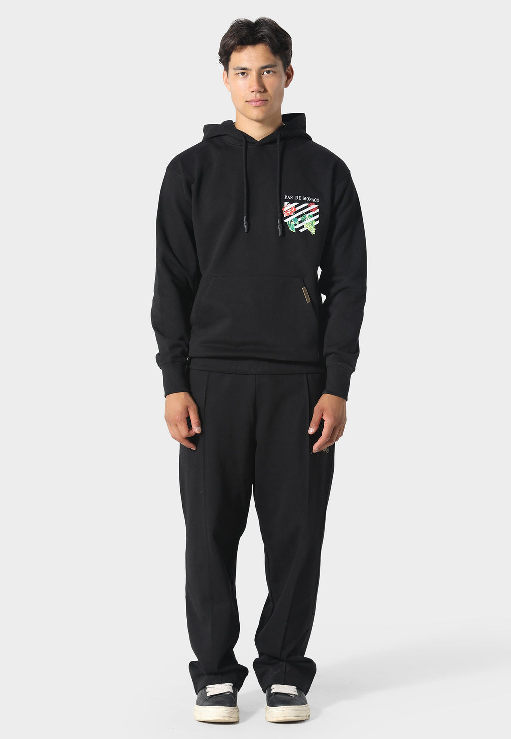 Floral Line Black Hoodie