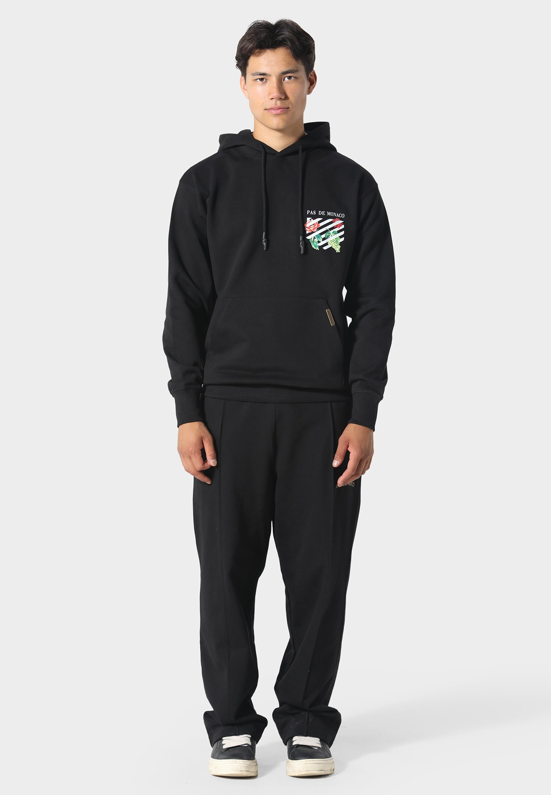 Floral Line Black Hoodie