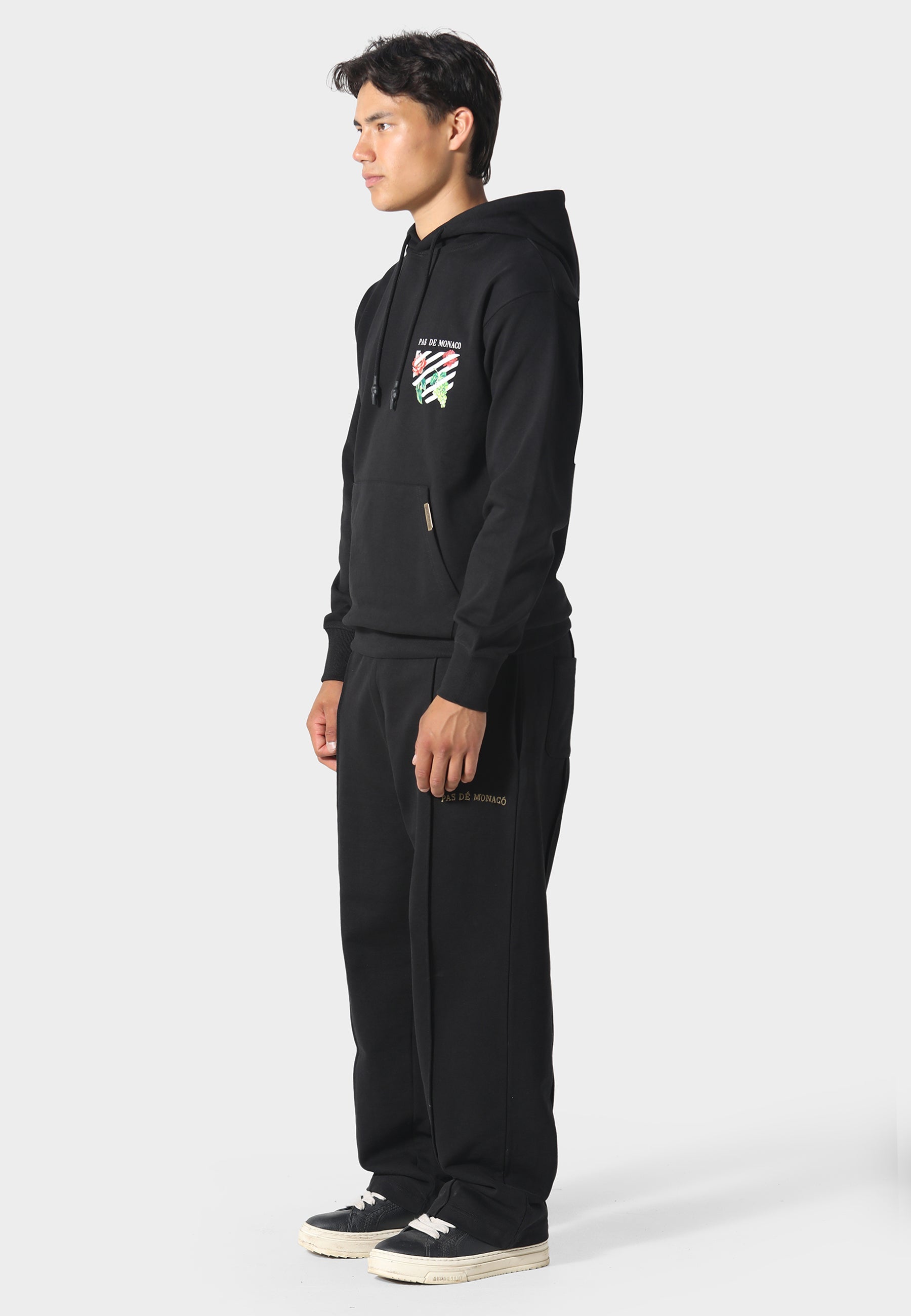 Floral Line Black Hoodie