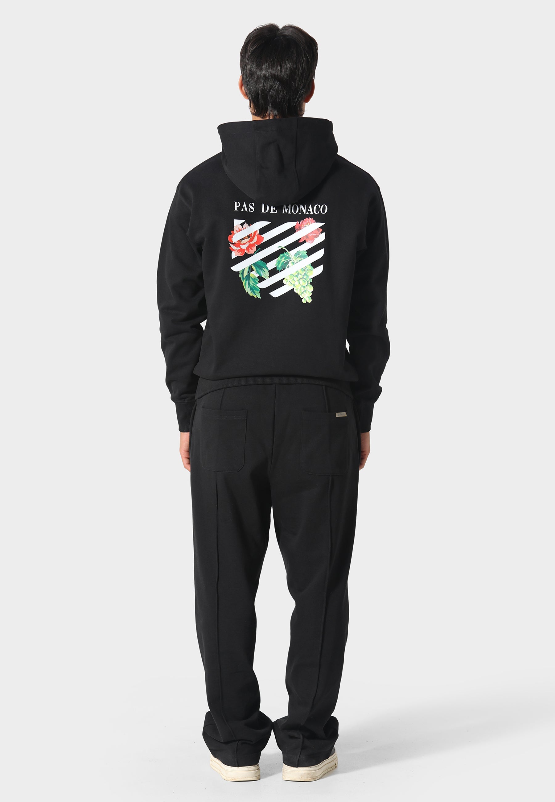 Floral Line Black Hoodie