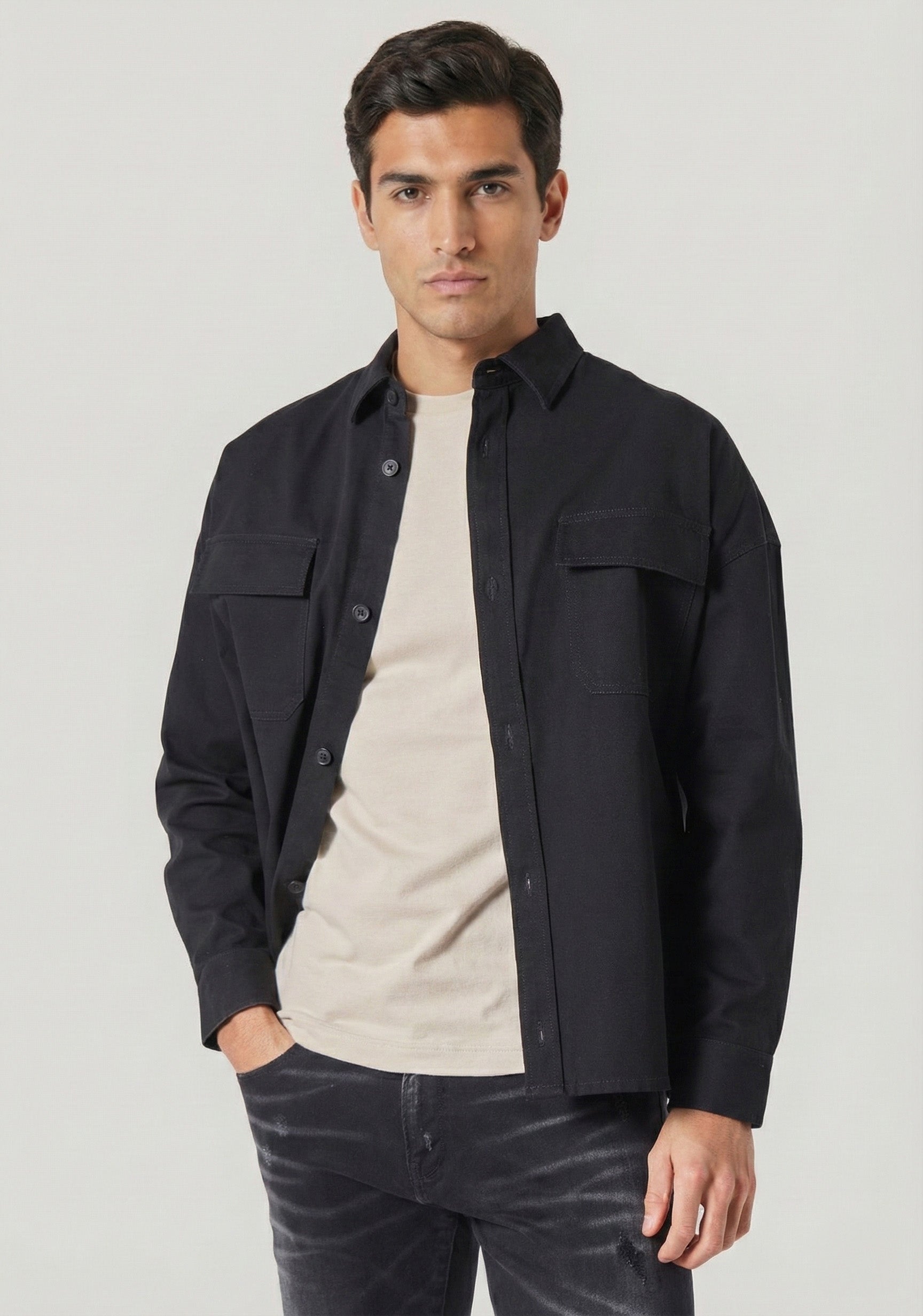 Cottam Oversized Black Overshirt