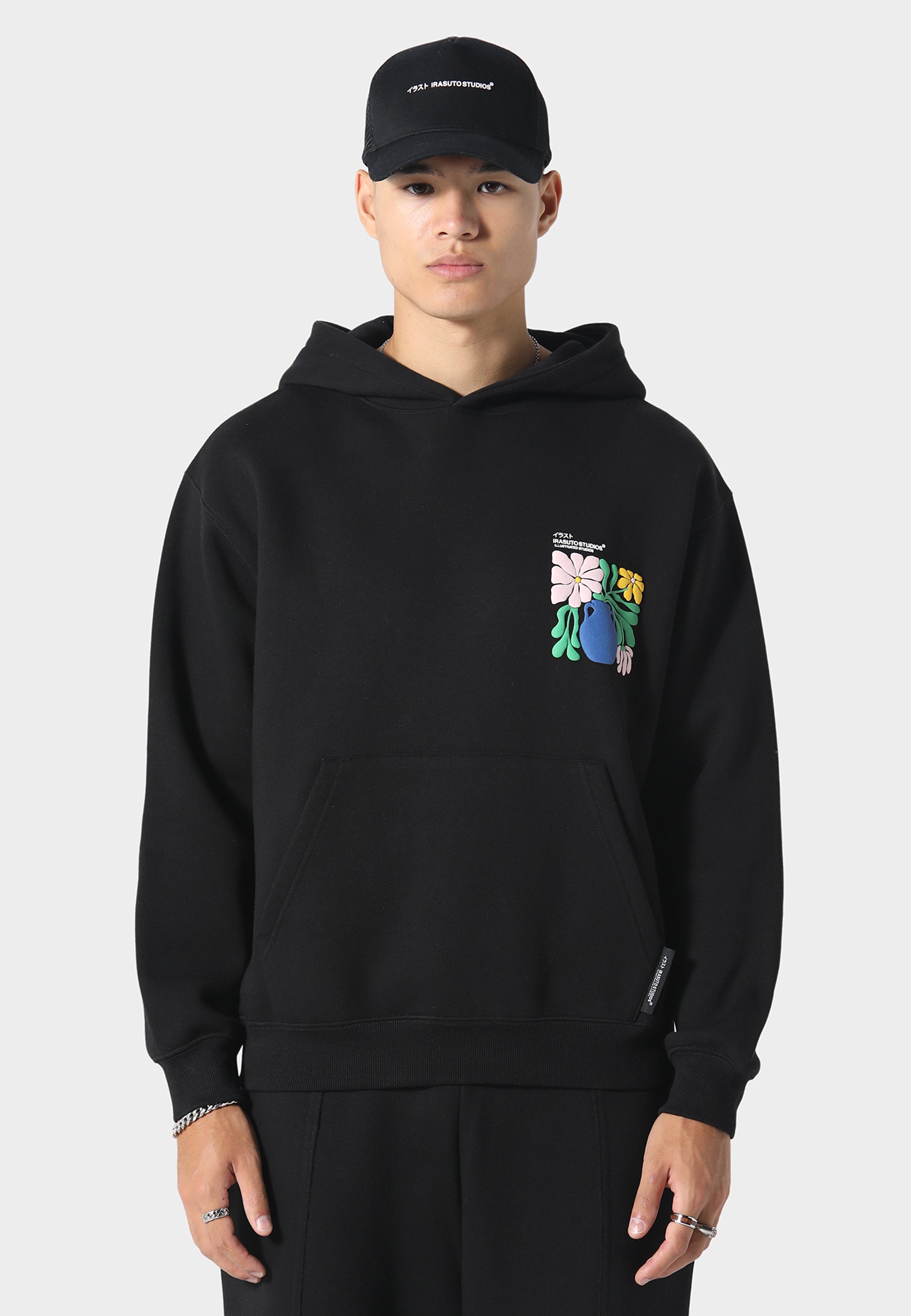Hikari Bloom Black Hoodie