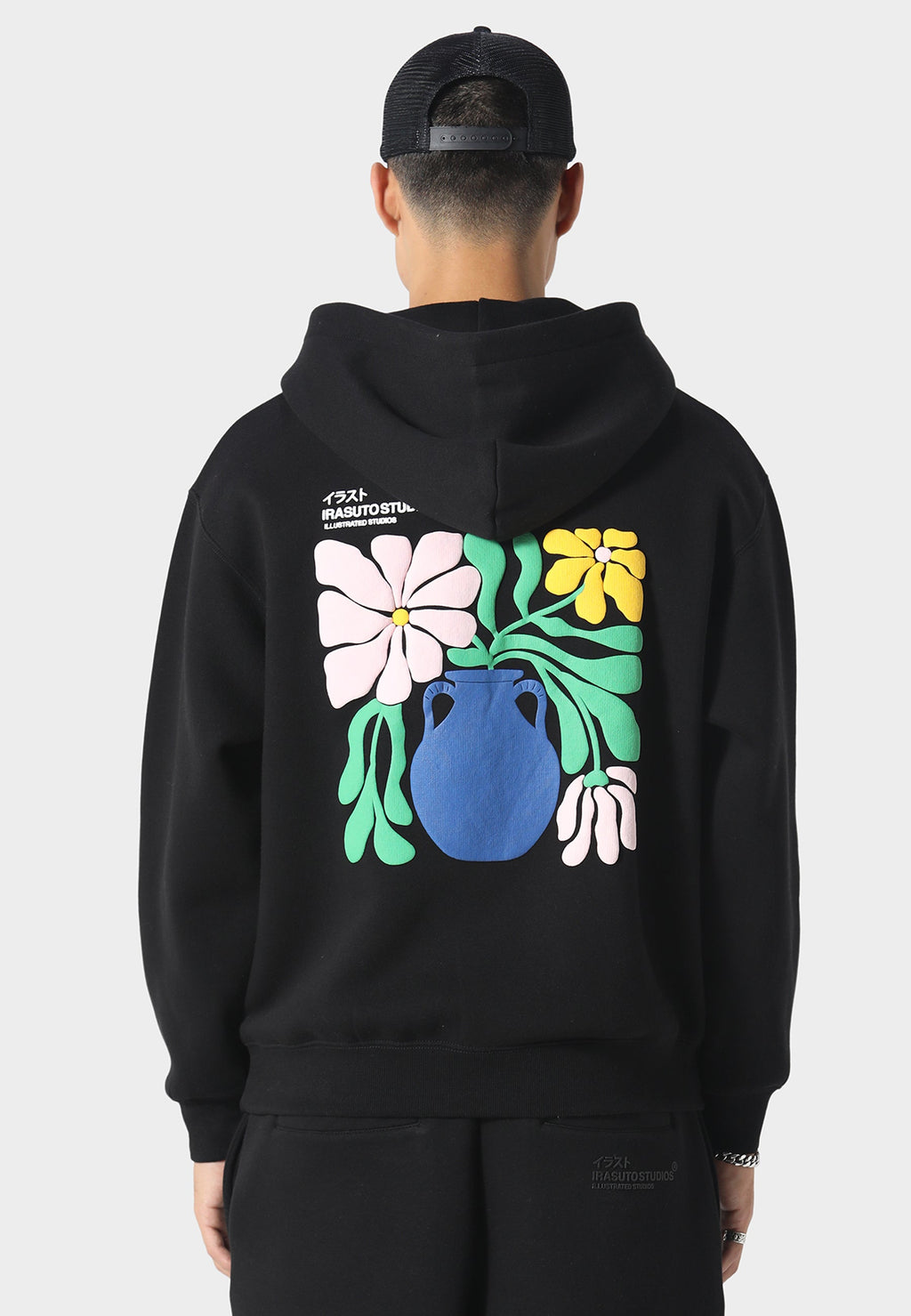 Hikari Bloom Black Hoodie