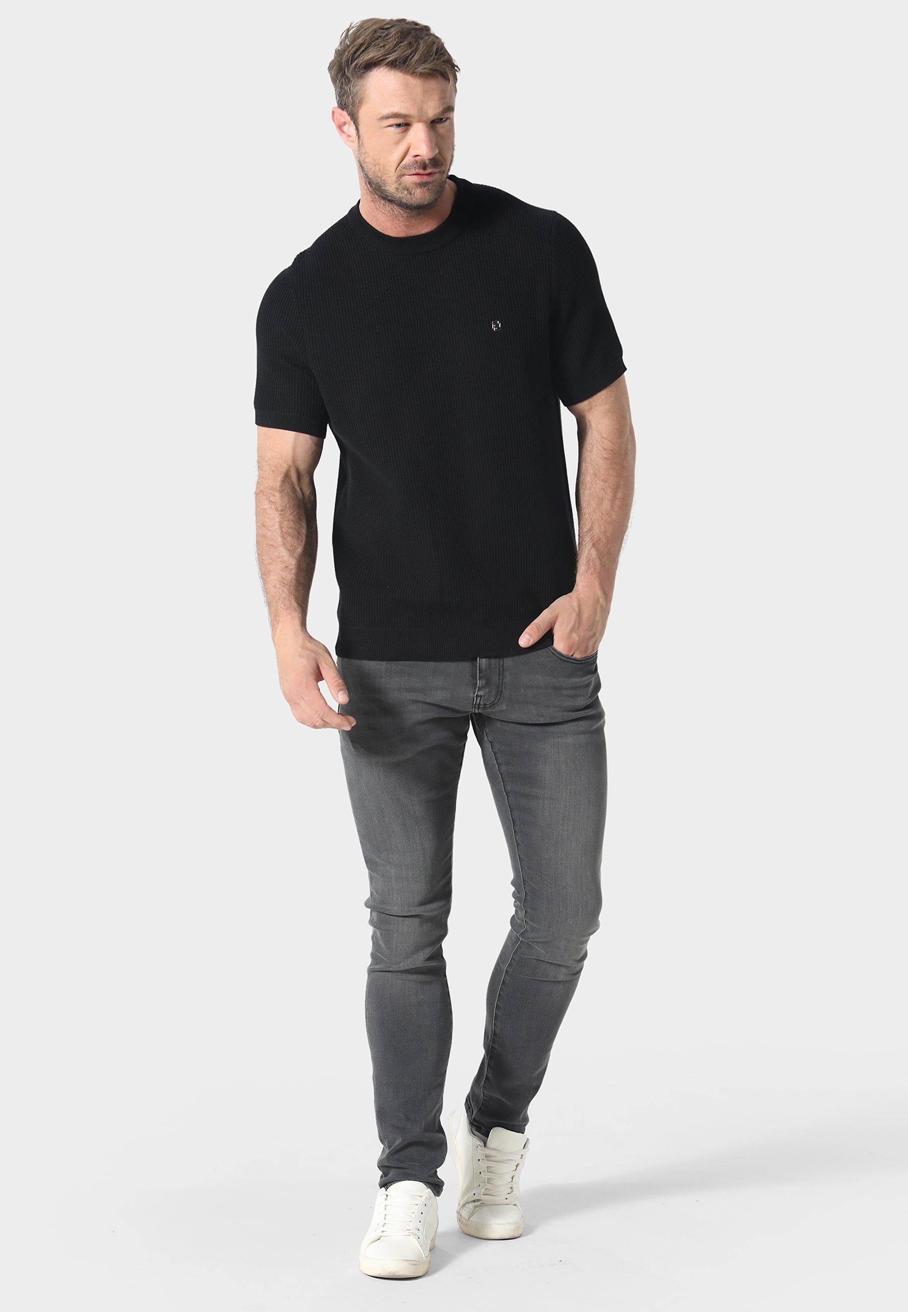 Kingsbury Black Knitted T-Shirt
