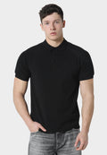 Salle Black Knitted Polo Shirt