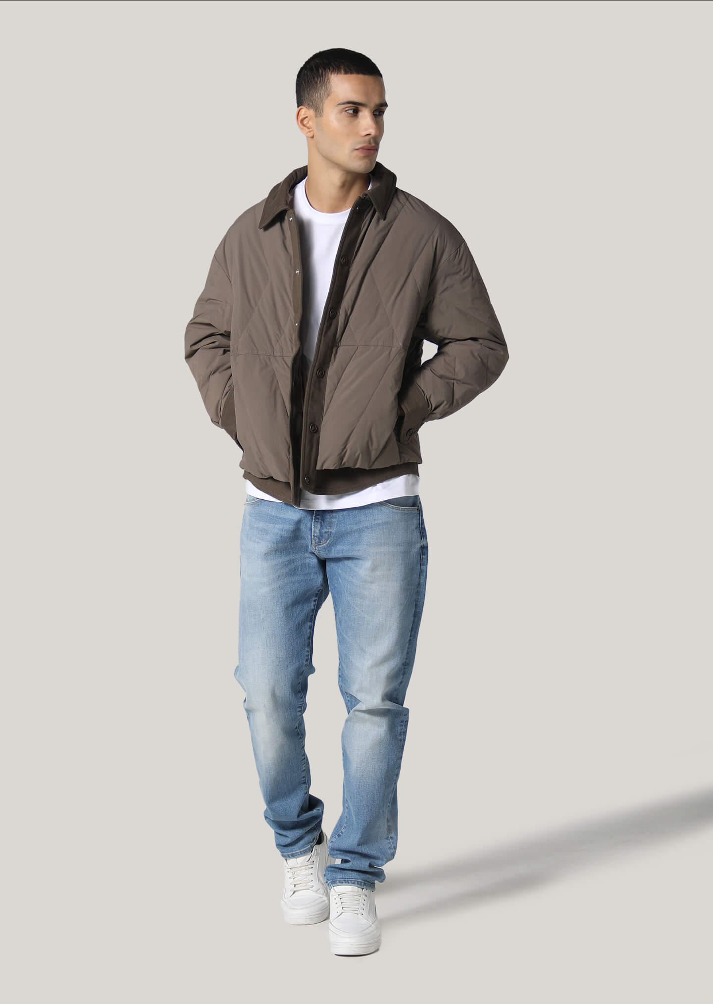 Shuttleworth Coffee Cropped Sleeve Jacket