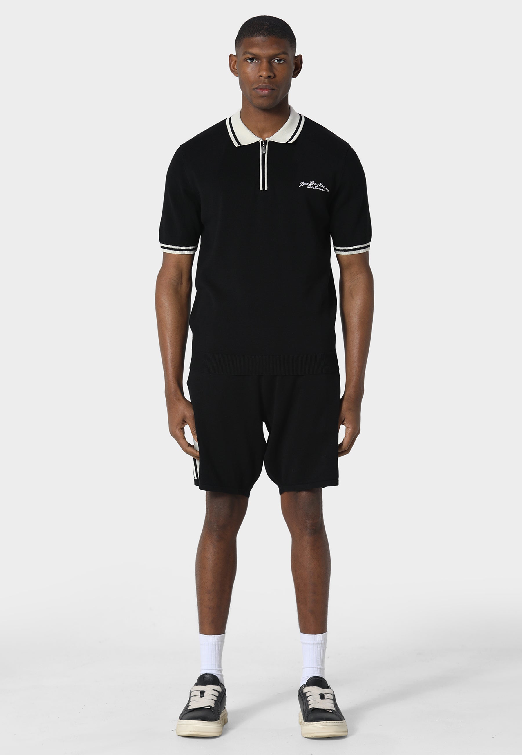 Signature Black Knitted Polo