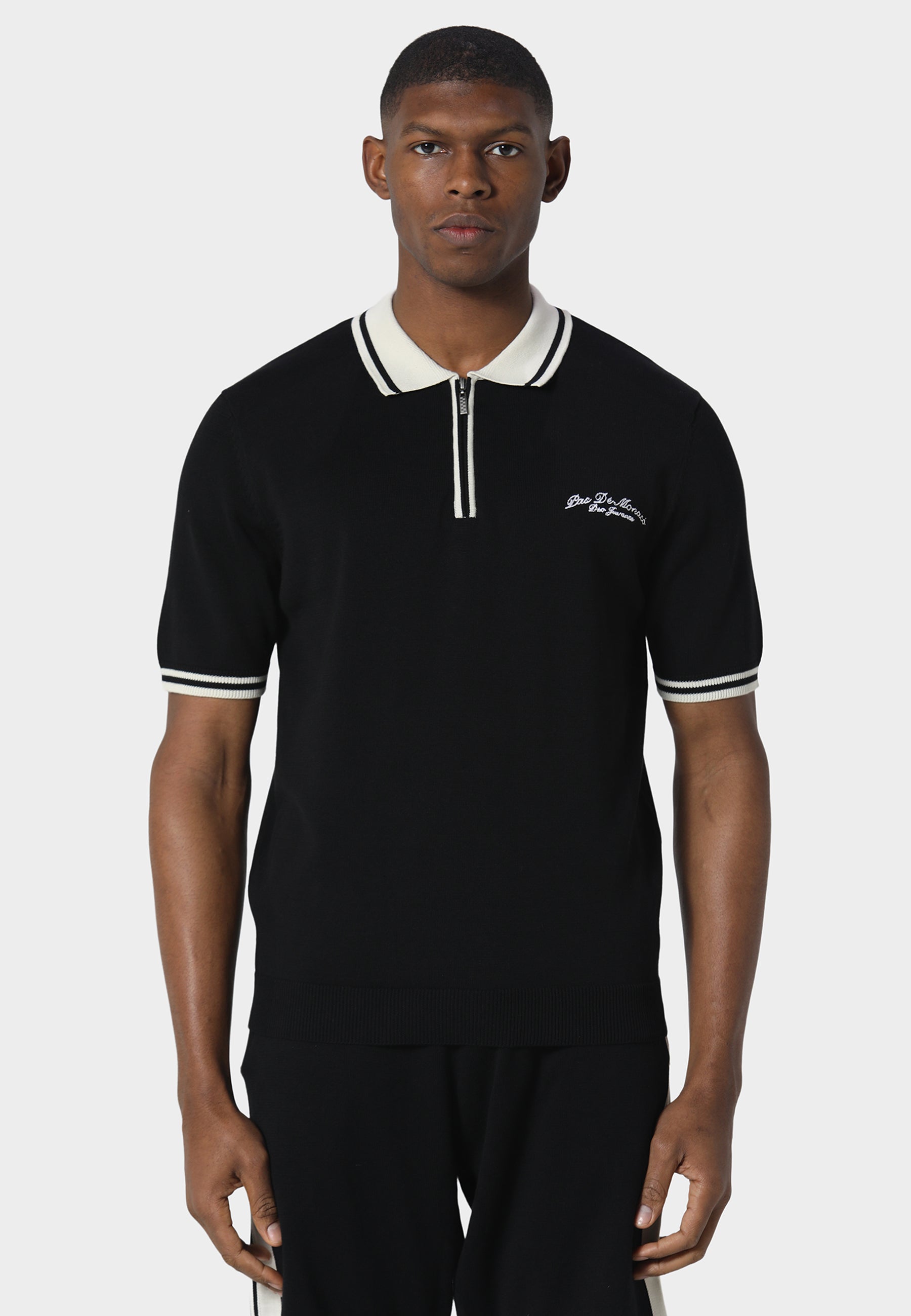 Signature Black Knitted Polo
