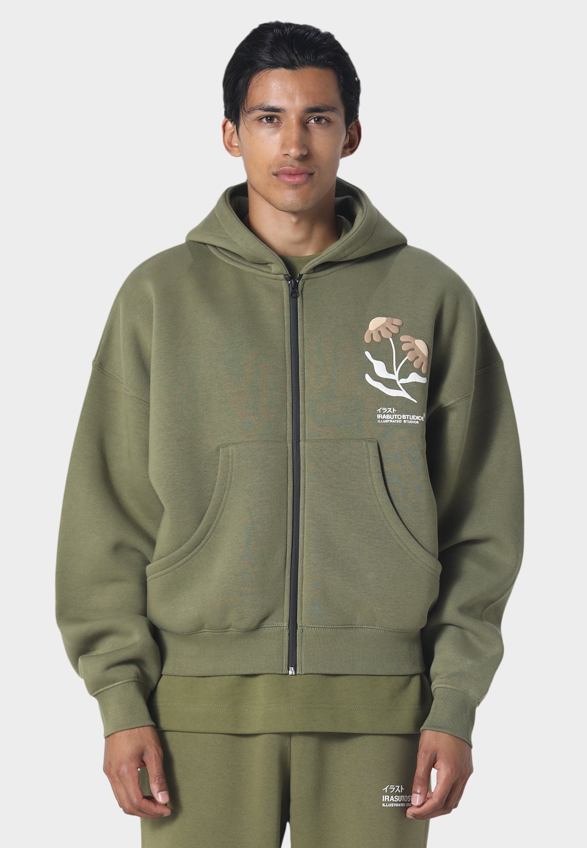 Yuki Zip Hoodie Peat Moss
